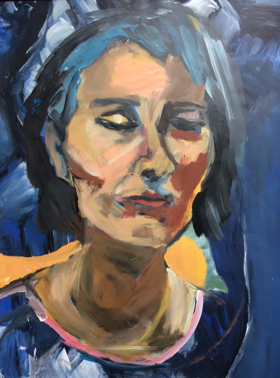 12, Frauenportrait, Acryl auf Papier, 65 x 50 cm, 2001