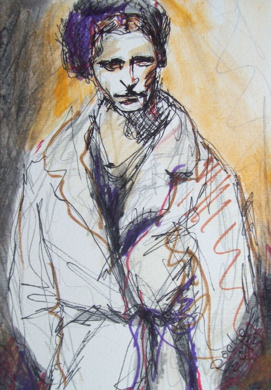 07, Bonnie (Bonnie & Clyde), Mischtechnik auf Papier, 13 x 17 cm, 2013