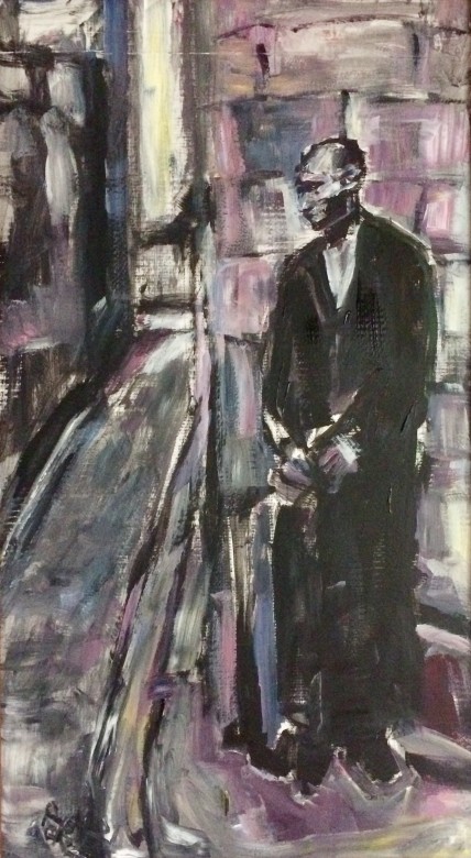 Arbeitsloser Weimarer Republik, Acryl auf Karton, 55 x 40 cm, 2021