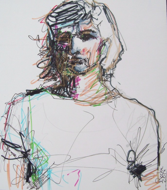 06, Jackie Kennedy, Mischtechnik auf Pappe, 18 x 21 cm, 2013