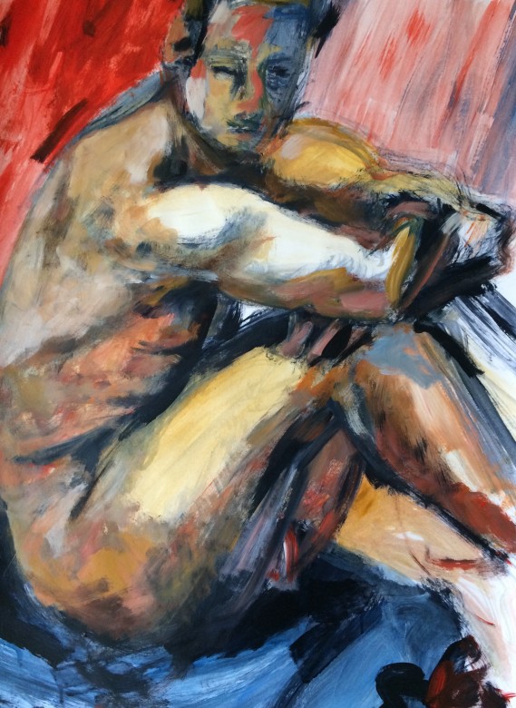 20/ Männerakt, Acryl auf Papier, 65 x 50 cm, 2002