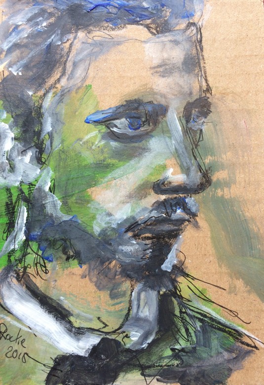 12 / Rilke, 9 x 12,5 cm, Mischtechnik auf Papier, 2015