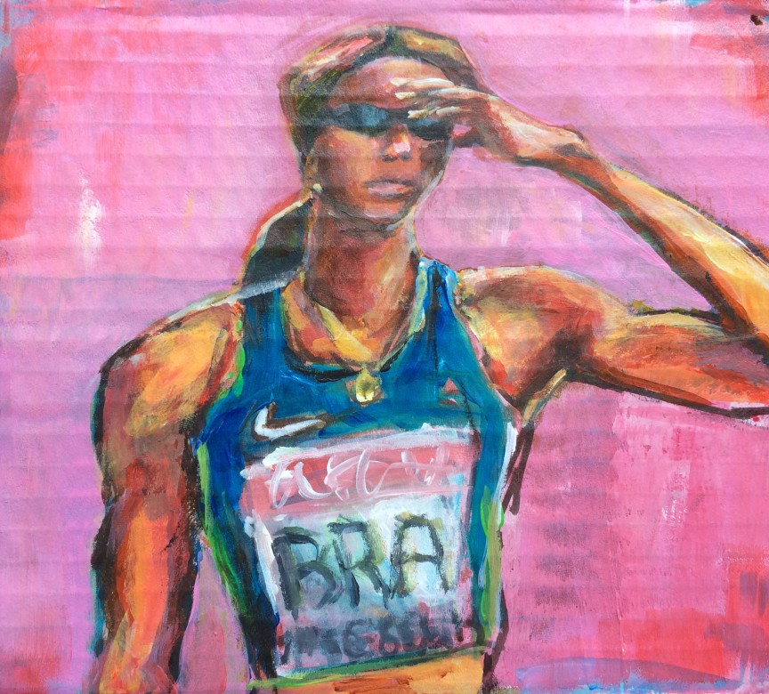 404/ Usain Bolt, Acryl auf Karton, 17 x 16 cm, 2013