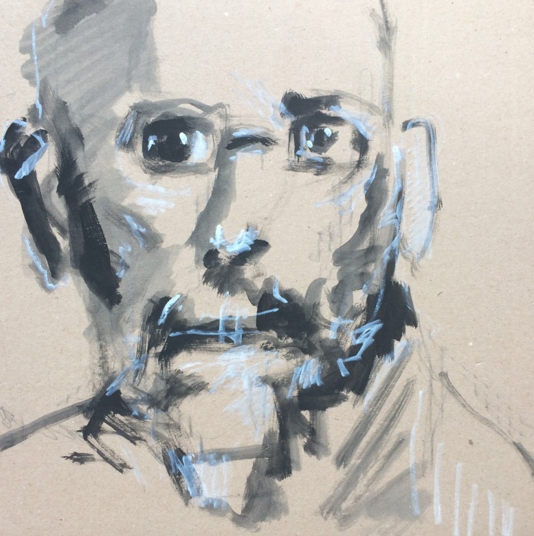 17 / Janusz Korczak, Mischtechnik auf Karton, 30 x 30 cm, 2018