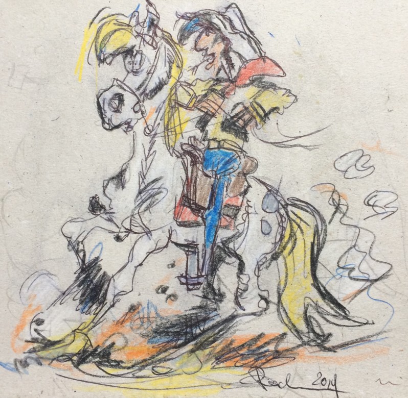 3012/ Lucky Luke, Mischtechnik auf Pappe, 20 x 20 cm, 2019